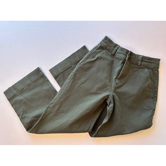 Everlane Organic Wide Leg Utility Pant Size 6 Khaki Olive Green - Picture 4 of 16